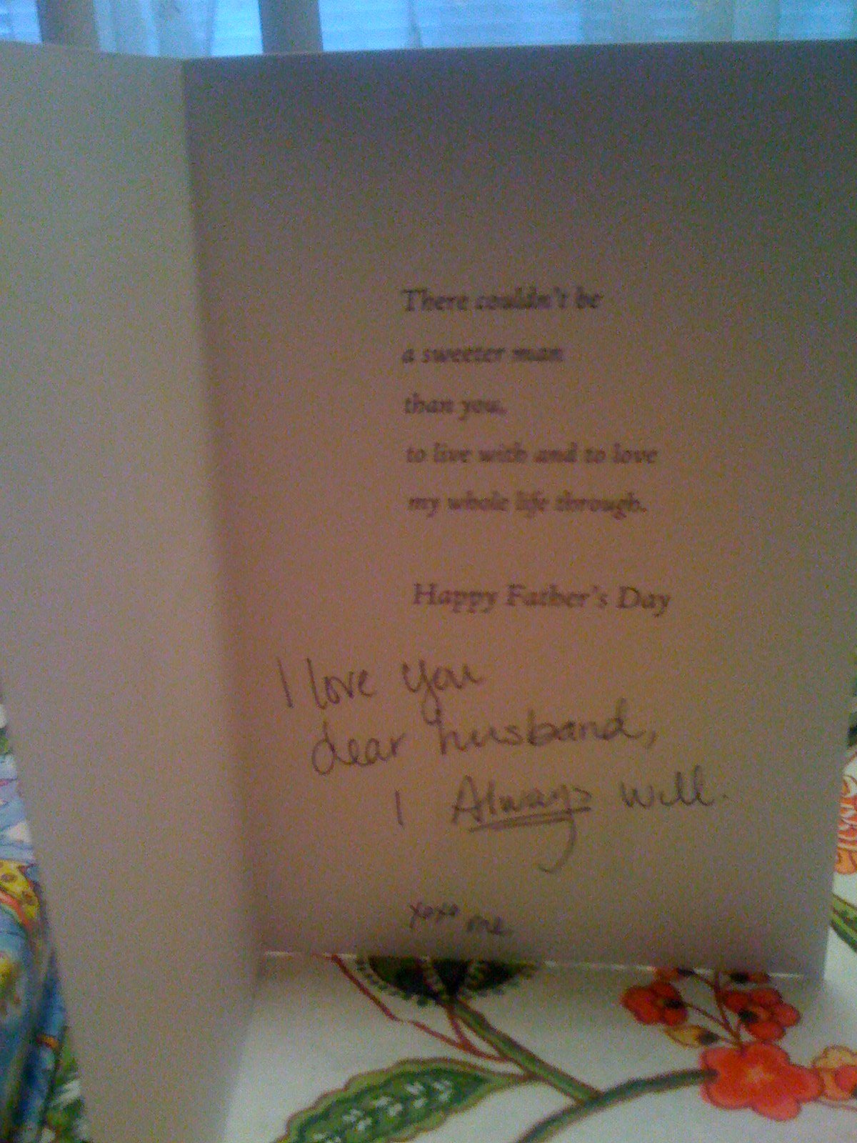 Inside of Fathers day card