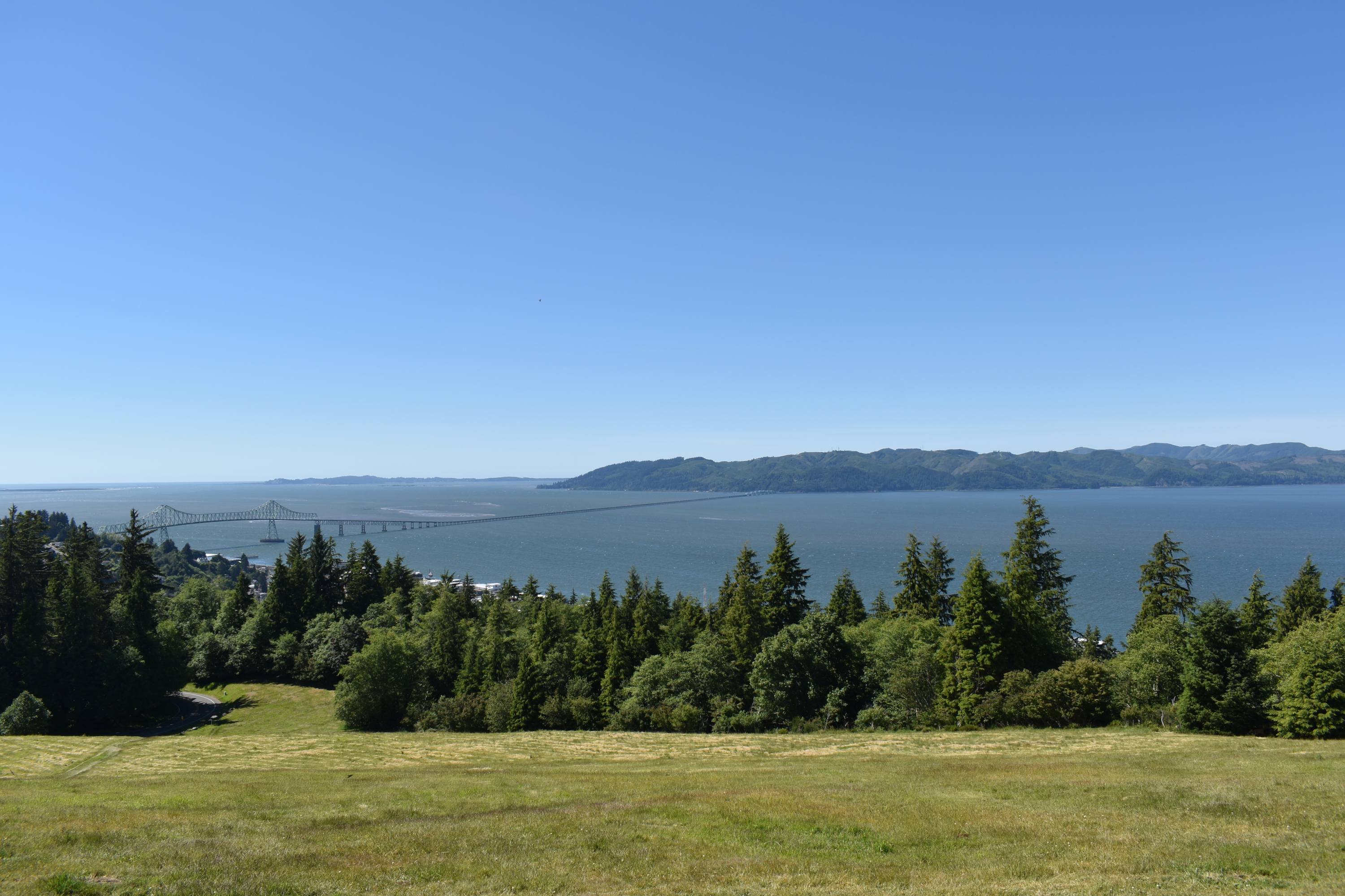 A view north from the Astoria column under clear skies